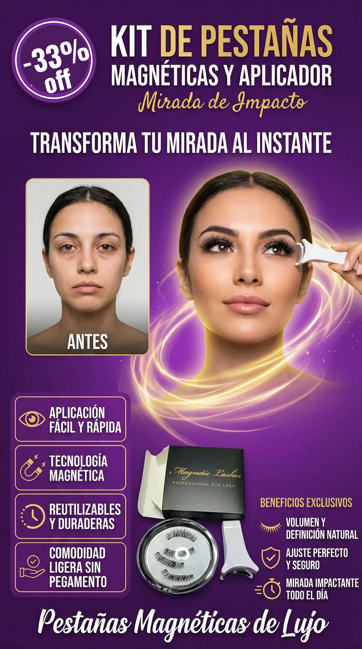 🖤 KIT PESTAÑAS MAGNÉTICAS PREMIUM