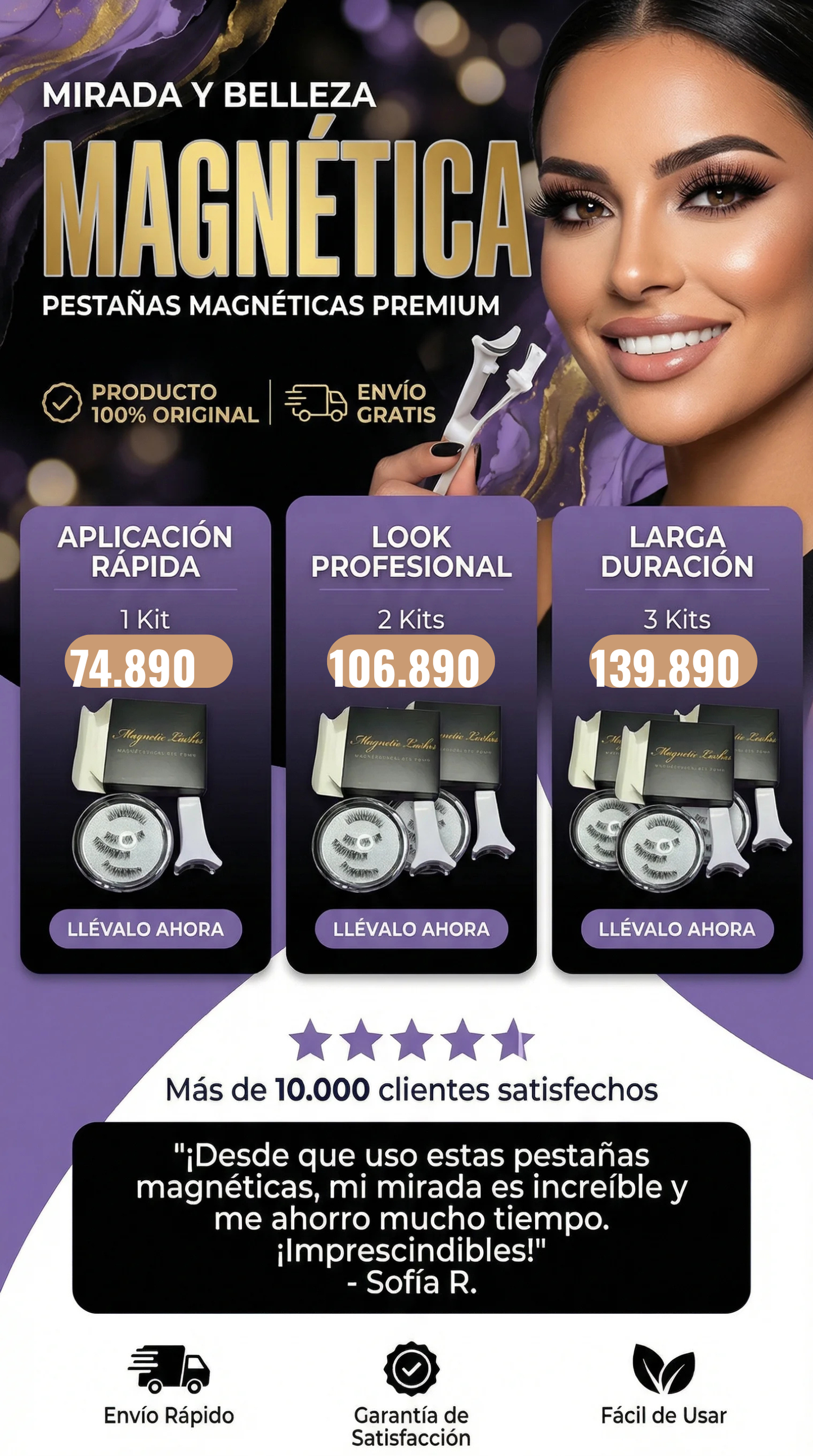 🖤 KIT PESTAÑAS MAGNÉTICAS PREMIUM