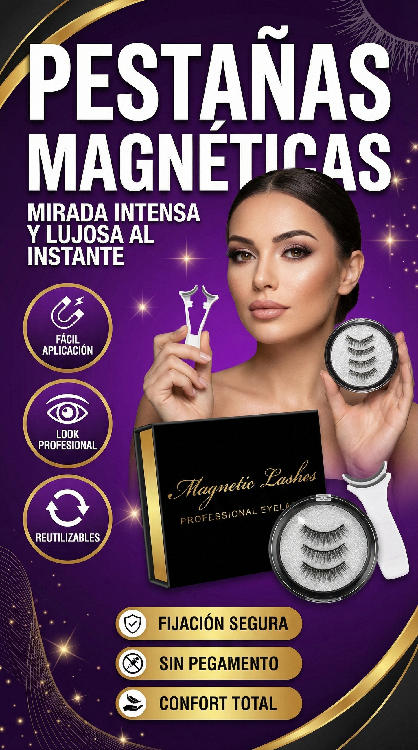 🖤 KIT PESTAÑAS MAGNÉTICAS PREMIUM